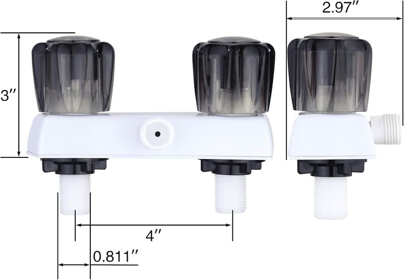 LavishStream RV Shower Faucet, 4" Shower Valve Diverter with Dual Acrylic Control Knobs, Leak-Proof Design for RV Camper Van Travel Trailer Bathroom (Indoor/Outdoor Use), White&Black - Image 2